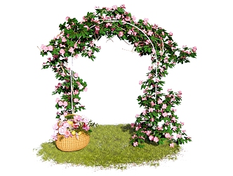 Modern Arch Flower Rack Green Plant Shrub Flower Floral Rosa Flower Basket Flower Arch Wedding Flower Rack 3d model