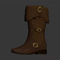 Stylish Brown Leather Knee High Boots With Fold Over Cuff And Decorative Buckles