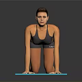 Woman Exercising On Blue Mat With Hands And Knees Position At Home
