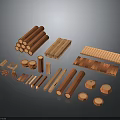 Various Natural Wooden Logs Planks Blocks and Stone Slabs for Construction Material