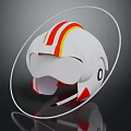 White Helmet with Red and Yellow Stripes Modern Sporty Protective Headgear Design