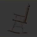 Vintage Dark Brown Wooden Rocking Dining Chair With Armrests And Distressed Finish