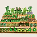 Multi Tiered Planter Setup Featuring Various Vegetables Herbs And Flowers 3d model