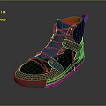 Stylish Black High Top Shoes with Red Lining Gray Sole and Lace Up Design