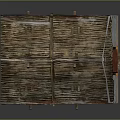 Small Stone Cottage Model With Red Door Green Window And Gray Roof