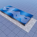 Modern Blue Water Fountain With Wave Design And Gravel Base