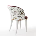 Plum Purple Velvet Dining Chair With Floral Pattern Accents And White Wooden Legs