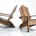 Wooden Outdoor Adirondack Chairs With Slanted Backrest And Armrests For Patio Garden Use
