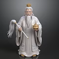Man With Golden Crown Long White Beard And White Robe Holding Whisk And Golden Container