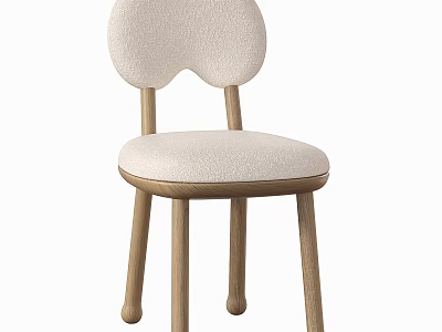 Modern Single Chair With Beige Fabric Upholstery Butterfly Backrest And Wooden Legs 3d model