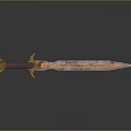 Medieval Sword With Red Hilt Golden Decorations And Shiny Blade