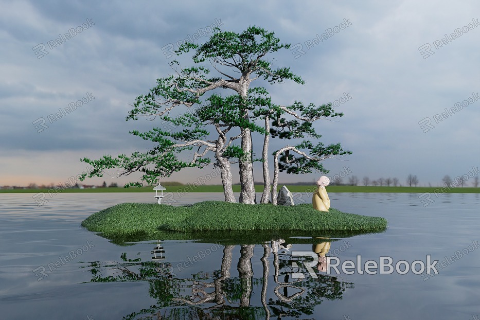 Mood Tree Pine Tree Zen Single Scene Tree model