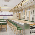 Modern Revolving Hot Pot Restaurant Interior With Revolving Counter And Cozy Seating