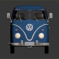 Blue Vintage Volkswagen Bus Featuring Classic Exterior Design And Retro Style Look