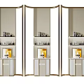 Modern Display Shelves with Gold Frame and Glass Door for Elegant Storage Showcase