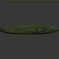 Green Boat Model With Open Deck Design And Row Of Small Windows