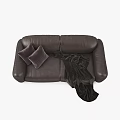 Modern Leisure Sofa Set With Dark Brown Leather Pillows And Throw Blanket