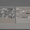 Modern Display Cabinets and Shelves with Neatly Arranged Products in Retail Space