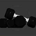 Black Dumbbells Set With Silver Bars For Fitness Sports Equipment Workout