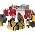 Festive Toy and Gift Shop Display with Colorful Gift Boxes and Decorative Ornaments