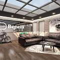 Benelli 4S Store Interior With Brick Wall And Welcome Sign 3d model