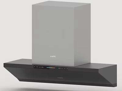 Sleek Vatti Range Hood with Modern Black Base and Stainless Steel Body Design 3d model