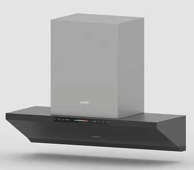 Sleek Vatti Range Hood with Modern Black Base and Stainless Steel Body Design 3d model