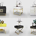 Modern Bedside Tables With Gold Accents Drawers And Decorative Items