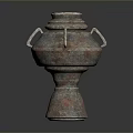 Metallic Two Handled Sculpture With Textured Surface And Classical Base Design