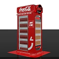 Red Coca-Cola Beverage Cooler With Multiple Shelves Displaying Bottled Drinks 3d model