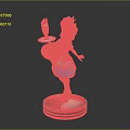 Animated Squirrel Character With Red Hair Blue White Apron Holding Ice Cream On Round Base
