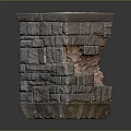 Distressed Square Stone And Wood Block Structure With Chipped Edges Exposed Red Interior Layers 3d model