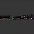 Detailed Vintage Steam Train Model with Black Red Locomotive and Passenger Carriages