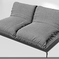 Light Gray Fabric Two Seater Sofa With Modern Black Metal Frame Design 3d model