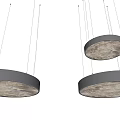 Two Modern Round Chandeliers with Gray Frame and Natural Marble Texture Design 3d model