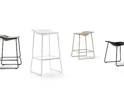 Modern Sleek Bar Stools With Metal Frames And Various Color Options 3d model
