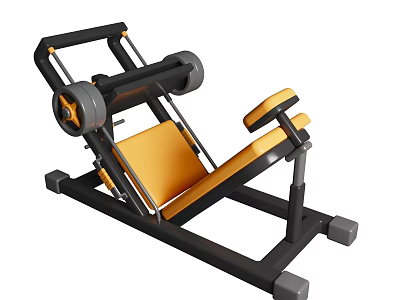 Black and Yellow Seated Leg Exercise Sports Equipment with Sturdy Frame and Padded Rollers 3d model
