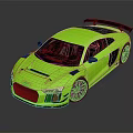 Neon Yellow Audi R8 Sports Car With Black Rear Spoiler And Sporty Design Wheels