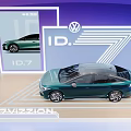 VW ID.7 Vizzion Green Car Showcase On Exhibition Island