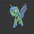 Blue Magical Pony Character With Unicorn Horn And Wings Decoration