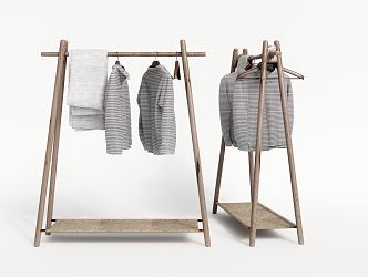 New Chinese Style Hanger Drying Rack Hanger Clothes Rack Clothes Rack Towels Jacket Wooden Hanger 3d model