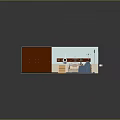 Cartoon Hospital Room Scene With Brown Wardrobe Bed Blue Chair Window And Clock