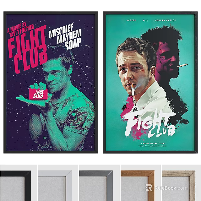 Fight Club Movie Posters With Vintage Style Wall Art Decor For Room 3d model 