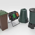Household Waste Management Equipment With Wheeled Trash Can Compost Bin And Recycling Containers