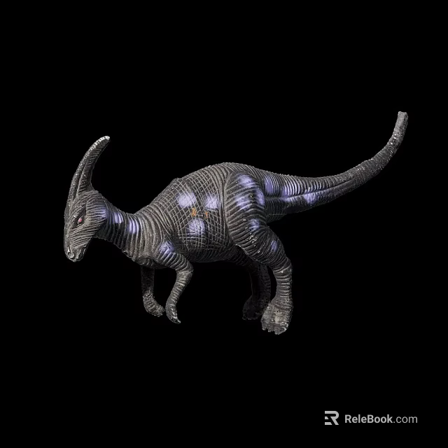 Crested Dinosaur Model With Spotted Body And 3D Render On Black Background 3d model