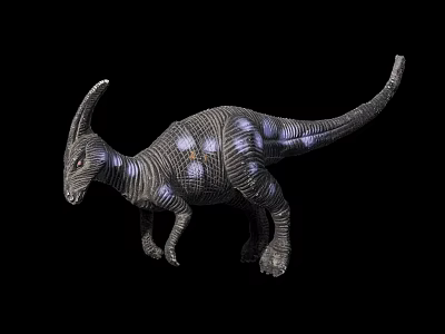 Crested Dinosaur Model With Spotted Body And 3D Render On Black Background 3d model