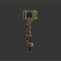 Mechanical Weapon Hammer Featuring Metal Head Wooden Handle And Red Brown Industrial Accents