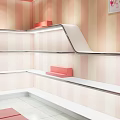 Modern Clothing Boutique With Pink And White Interior Shelves Mannequins Seating And Fashion Posters