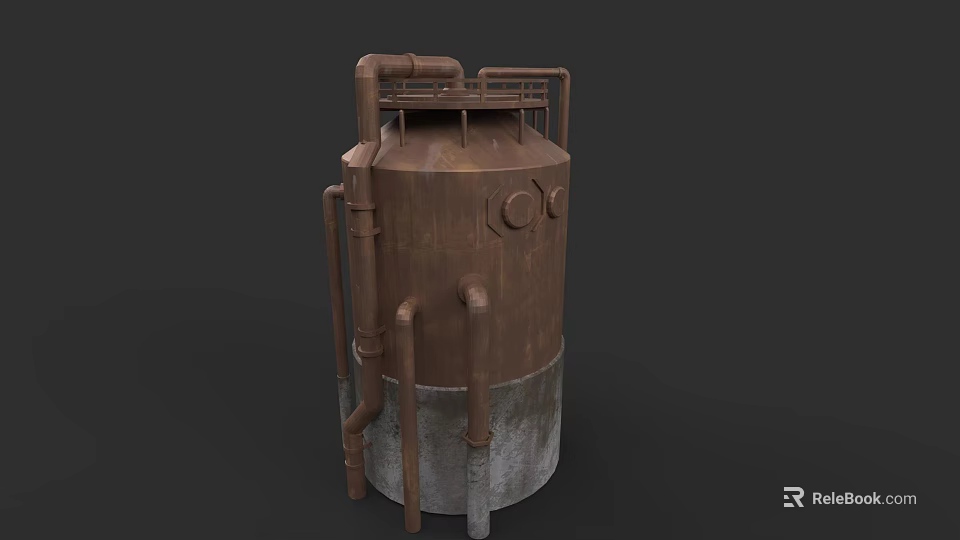 Industrial Factory Featuring Rusty Metal Tank Pipes Valves and Structure 3d model 
