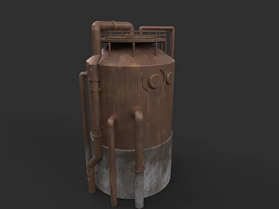 Industrial Factory Featuring Rusty Metal Tank Pipes Valves and Structure 3d model